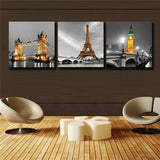 Paris London Painting Canvas Home Decor Print Wall Poster Eiffel Tower FRAMED