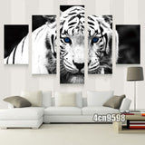 HD Canvas Print home decor wall art painting White tiger 5pc Unframed