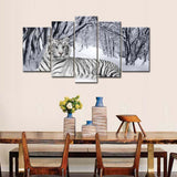 5 Pieces White tiger Living Room Home Decor Paintings Posters
